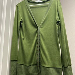 Nenona olive green snap-front cardigan